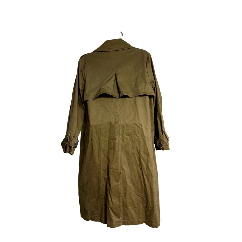 Topman Mens Olive Green Double Breasted Trench Coat Longline Jacket Size M